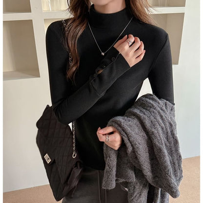 Mock-Neck Long-Sleeve Tee
