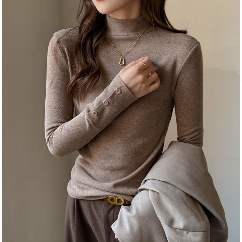Mock-Neck Long-Sleeve Tee