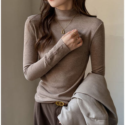 Mock-Neck Long-Sleeve Tee