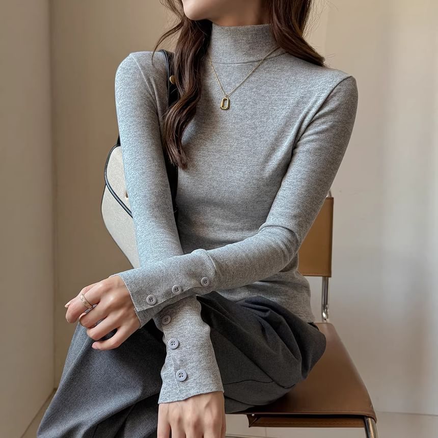 Mock-Neck Long-Sleeve Tee