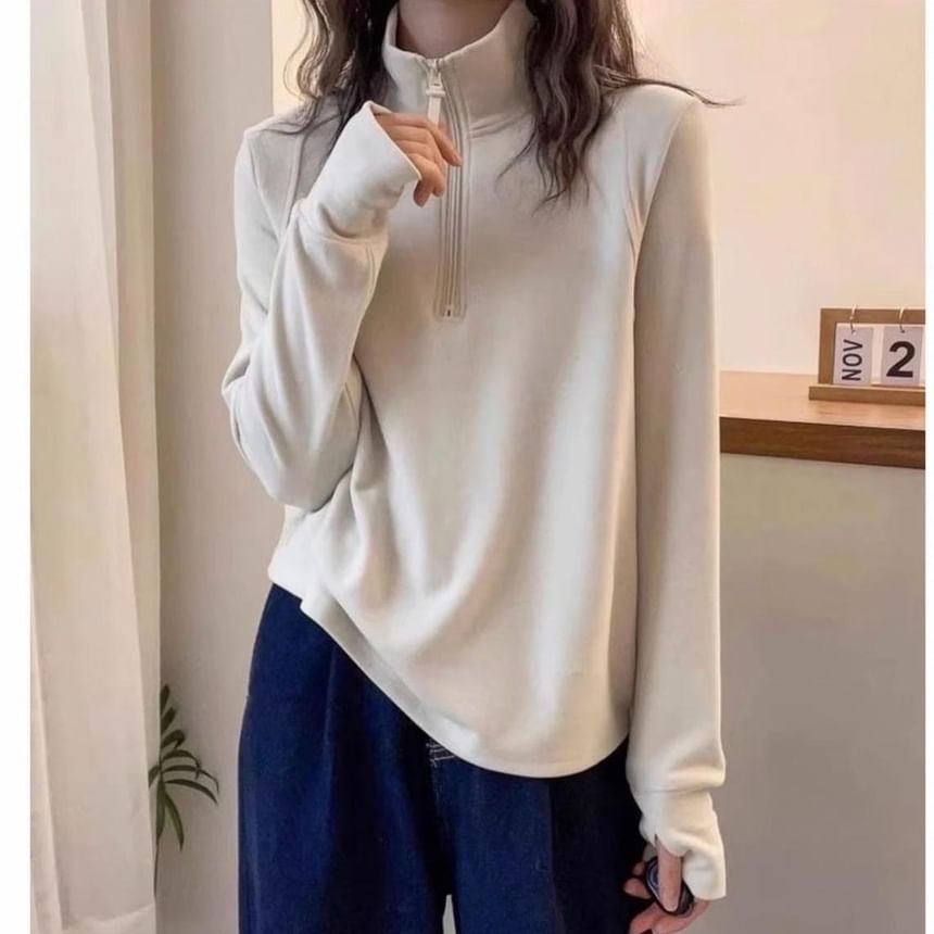 Half-Zip Mock-Neck Long-Sleeve Shirt