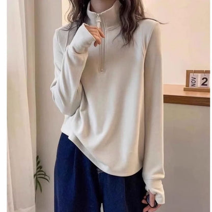 Half-Zip Mock-Neck Long-Sleeve Shirt