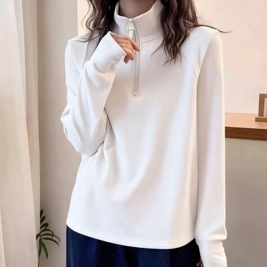 Half-Zip Mock-Neck Long-Sleeve Shirt