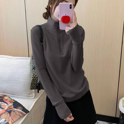 Half-Zip Mock-Neck Long-Sleeve Shirt