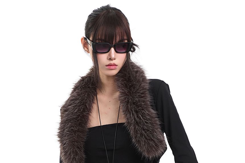 Fluffy-Trim Shrug Set with Tube Top