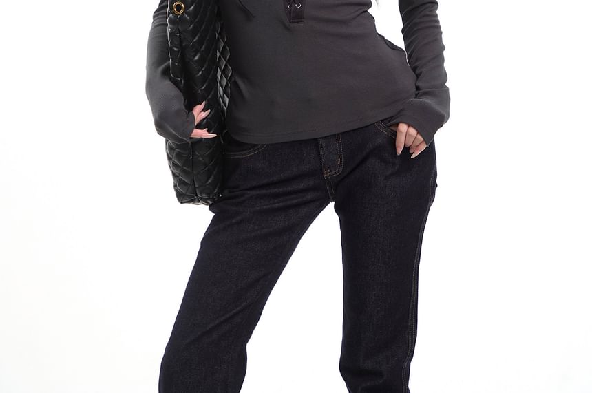 Lace-Up Polo Shirt with Extended Sleeves