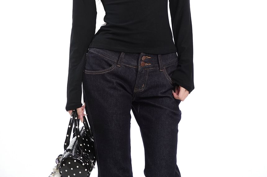 Extended-Sleeve V-Neck Cutout Cotton Tee