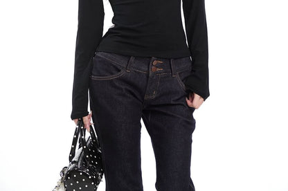 Extended-Sleeve V-Neck Cutout Cotton Tee