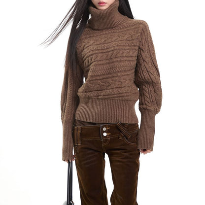Cable Knit Turtleneck Sweater in Solid Style