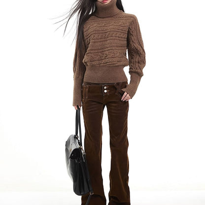 Cable Knit Turtleneck Sweater in Solid Style