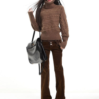 Cable Knit Turtleneck Sweater in Solid Style