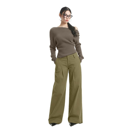 Ribbed Knit Off-Shoulder Long Sleeve Top
