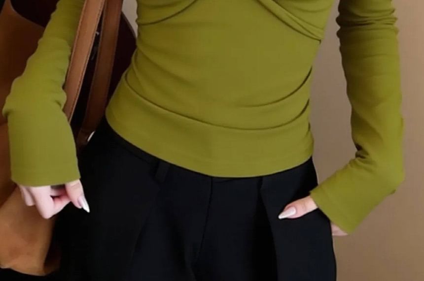 Twisted Halter Neck Long Sleeve Tee