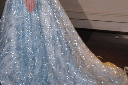 Strapless Rhinestone Glitter A-Line Evening Gown
