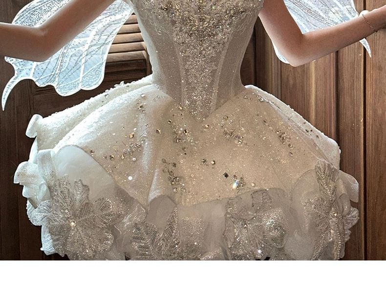 Strapless Rhinestone Glitter Mini A-Line Party Dress