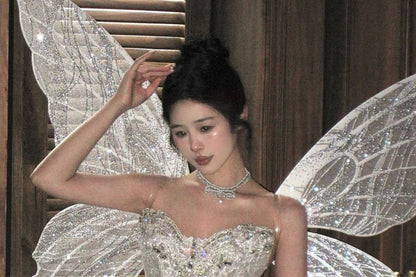 Strapless Rhinestone Glitter Mini A-Line Party Dress