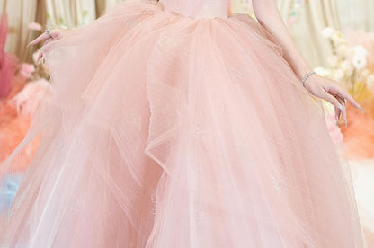 Strapless Plain Sheer A-Line Evening Gown