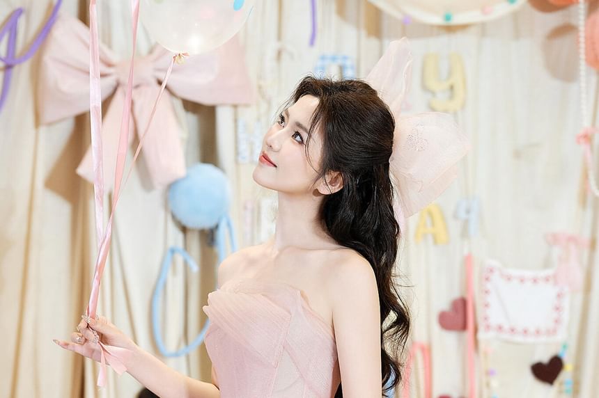 Strapless Plain Sheer A-Line Evening Gown
