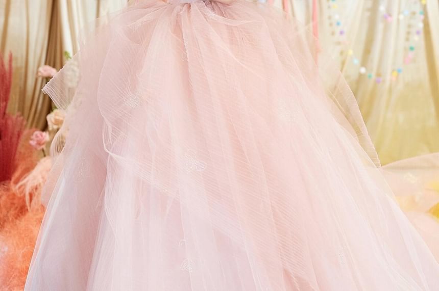 Strapless Plain Sheer A-Line Evening Gown