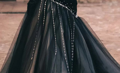 Strapless Rhinestone Glitter Sheer A-Line Evening Gown