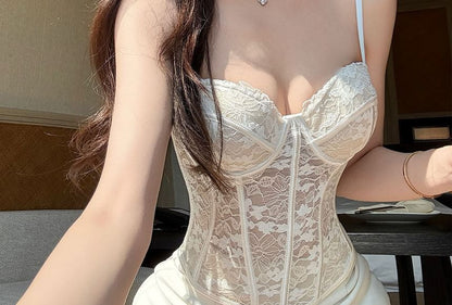 Sweetheart Lace Crop Camisole