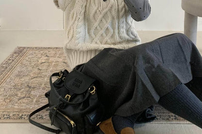 Cable-Knit Collar Short-Sleeve Sweater