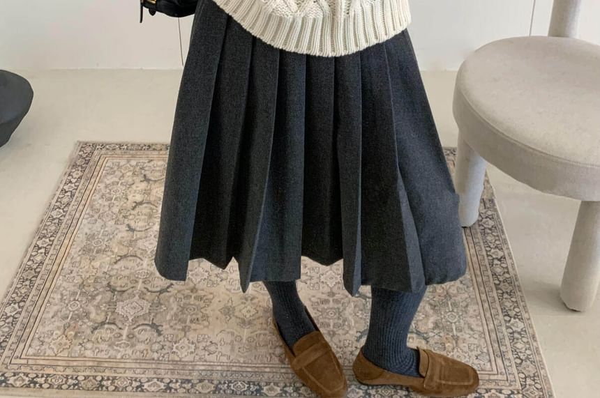 Cable-Knit Collar Short-Sleeve Sweater