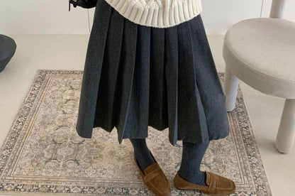 Cable-Knit Collar Short-Sleeve Sweater
