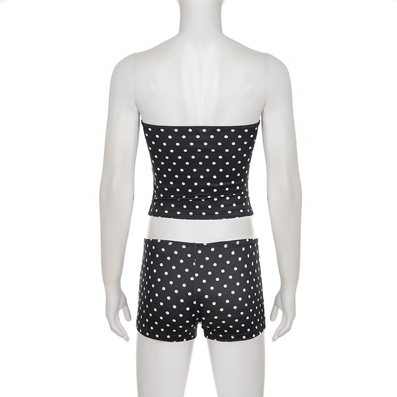 Dotted Lace Tube Top & Hot Pants Set