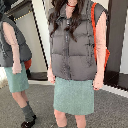 Zip Puffer Vest with Stand Collar