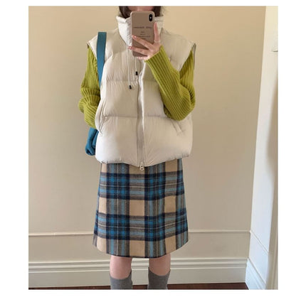 Zip Puffer Vest with Stand Collar