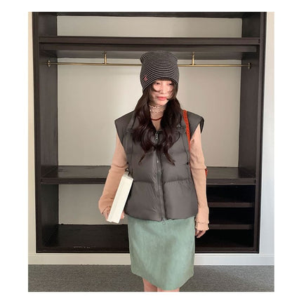 Zip Puffer Vest with Stand Collar