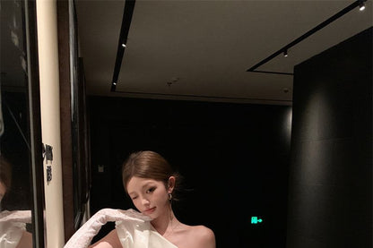 Sleeveless One-Shoulder Midi Sheath Cocktail Dress