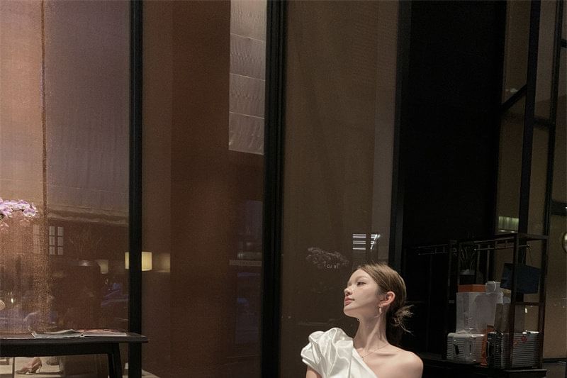 Sleeveless One-Shoulder Midi Sheath Cocktail Dress