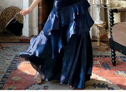 Off-Shoulder Plain Ruffle Trim Mermaid Evening Dress