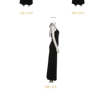 Halter Neck V-Neck Glitter Mermaid Evening Gown