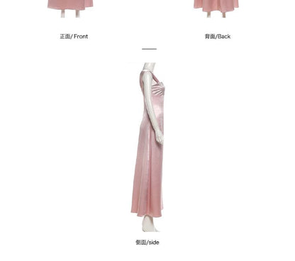 Sleeveless Square Neck Plain A-Line Evening Gown