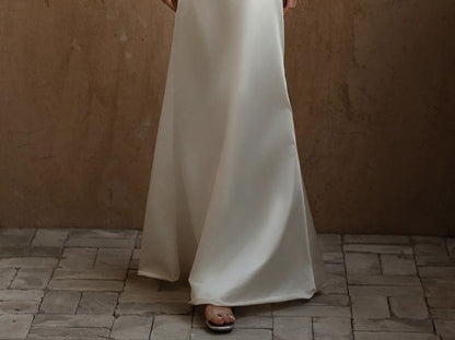 Off-Shoulder Long-Sleeve Ruffled A-Line Wedding Gown