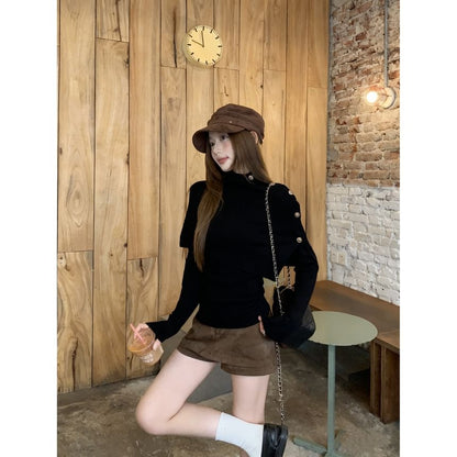 Knit Cape and Mock Neck Knit Top Set