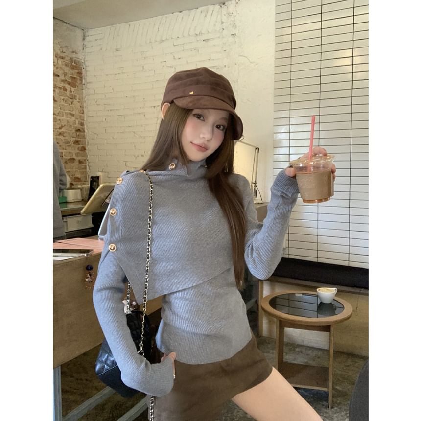 Knit Cape and Mock Neck Knit Top Set