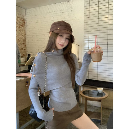 Knit Cape and Mock Neck Knit Top Set