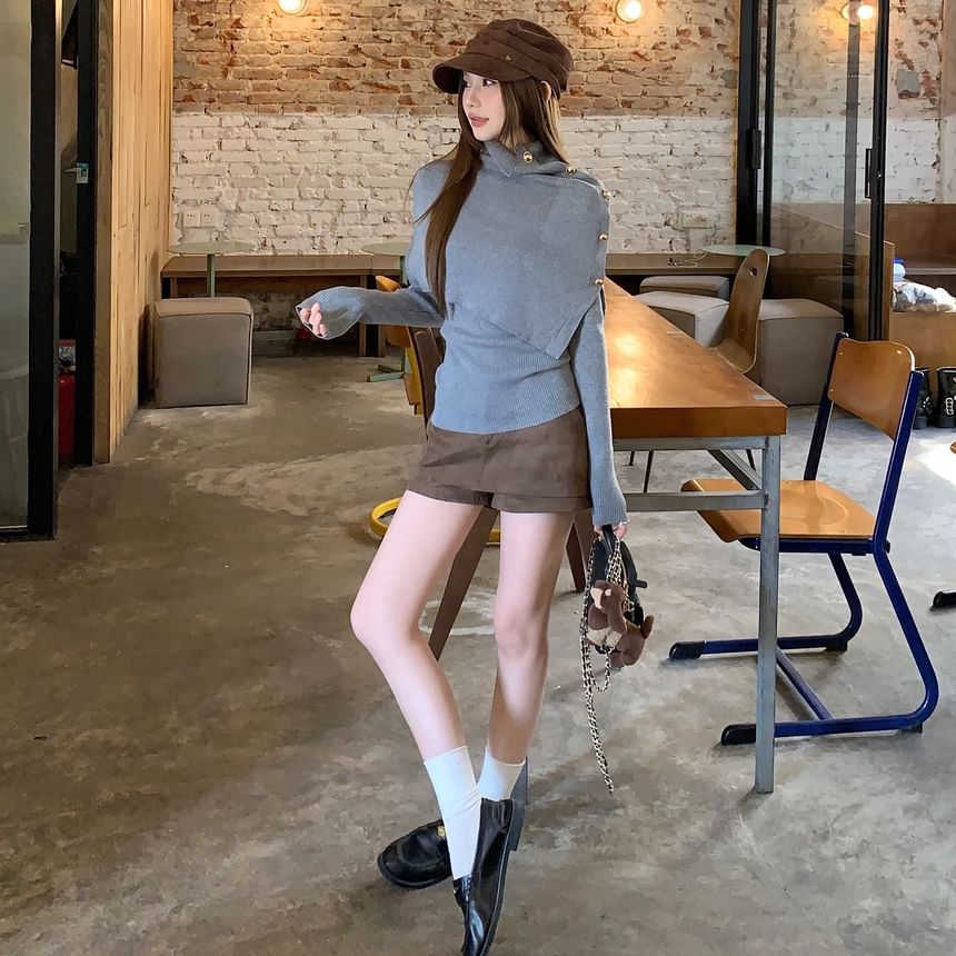 Knit Cape and Mock Neck Knit Top Set