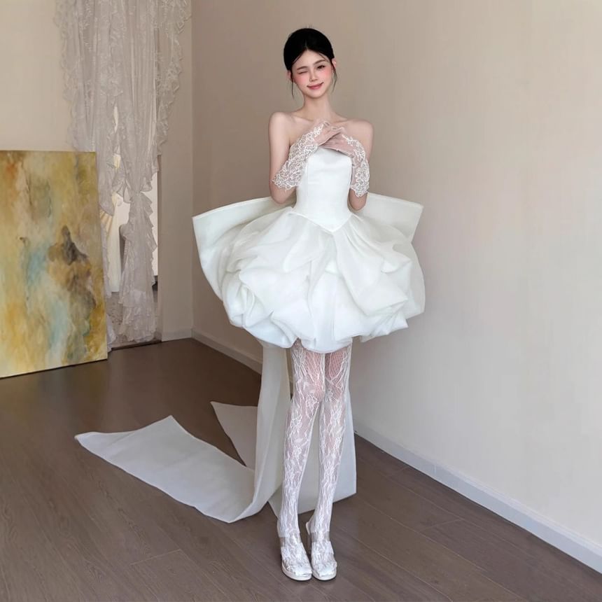 Strapless A-Line Balloon Short Wedding Gown