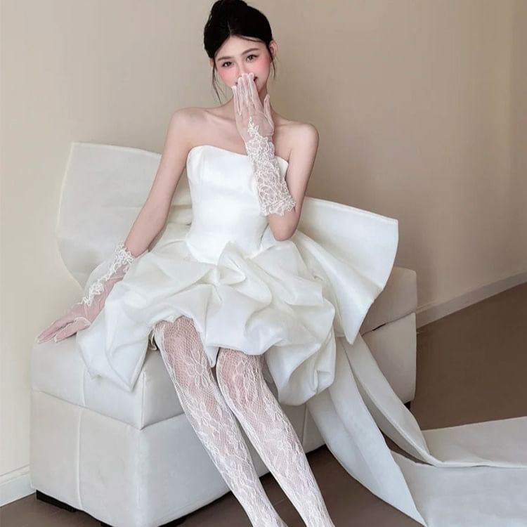 Strapless A-Line Balloon Short Wedding Gown