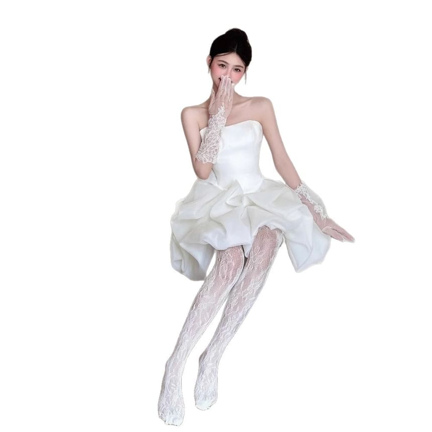 Strapless A-Line Balloon Short Wedding Gown