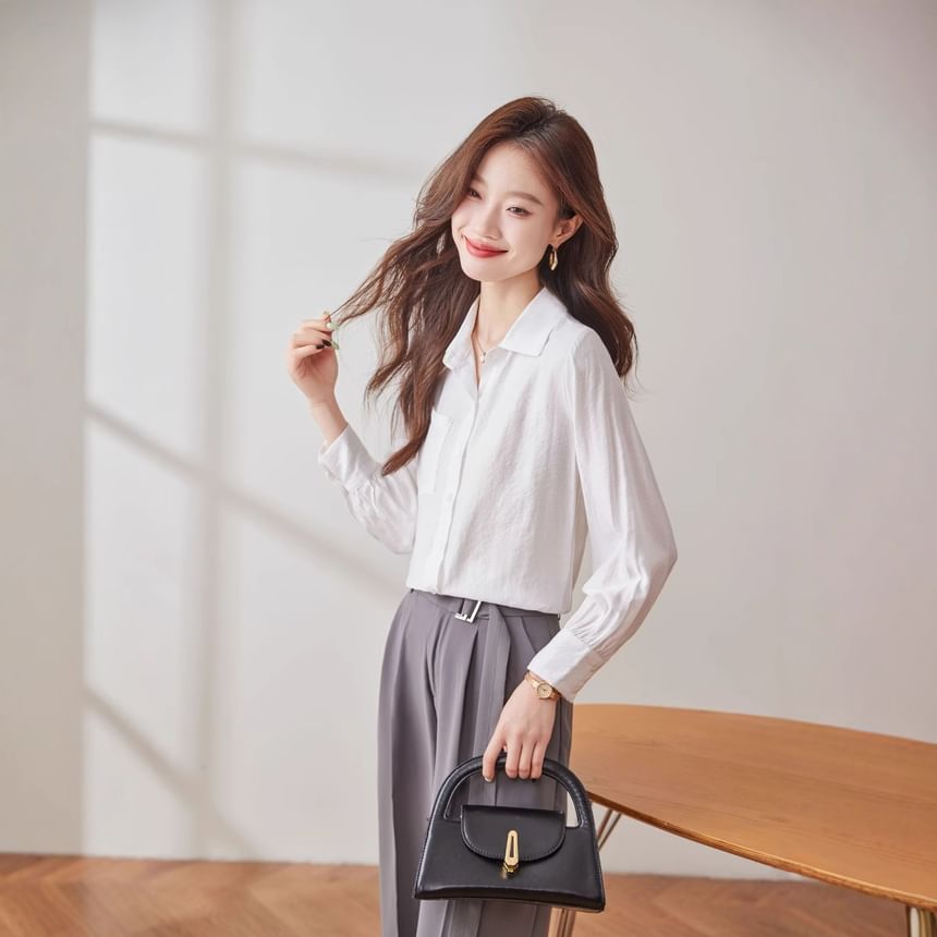 Three-Quarter Sleeve Collared Classic Shirt