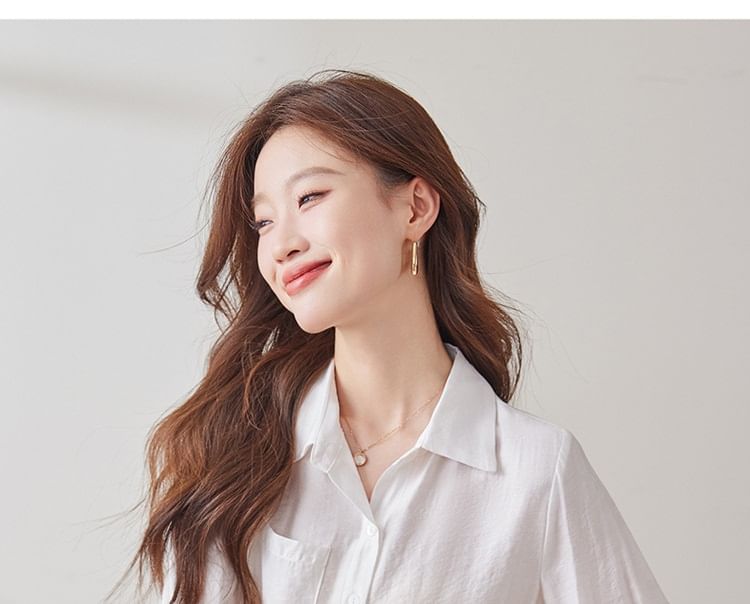 Three-Quarter Sleeve Collared Classic Shirt