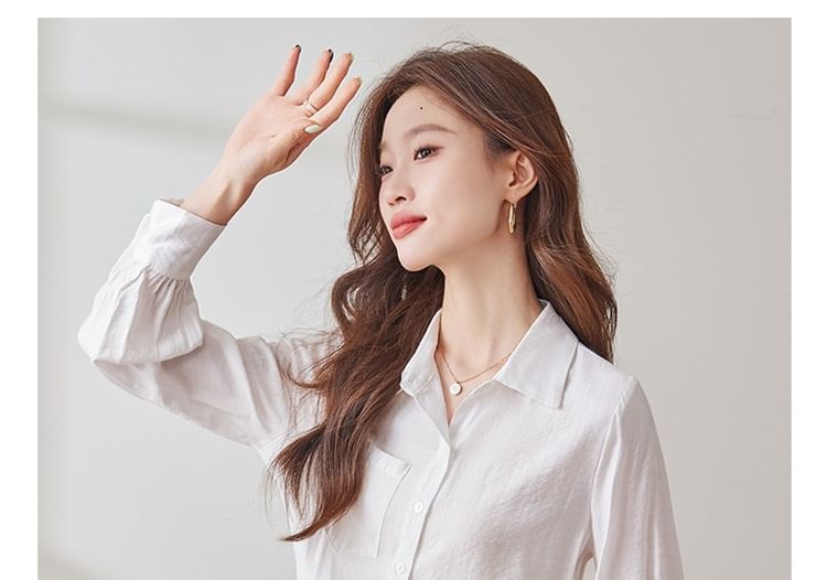 Three-Quarter Sleeve Collared Classic Shirt
