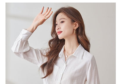 Three-Quarter Sleeve Collared Classic Shirt