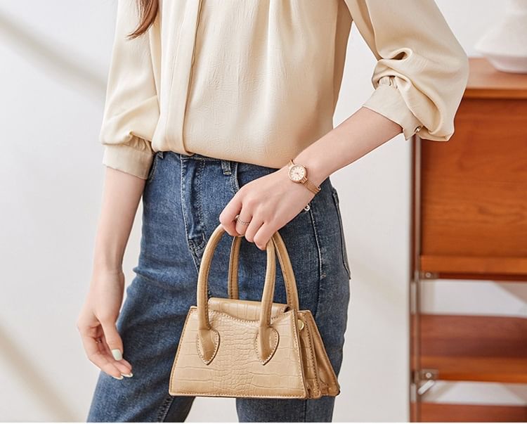 Silky Collared Long-Sleeve Satin Shirt